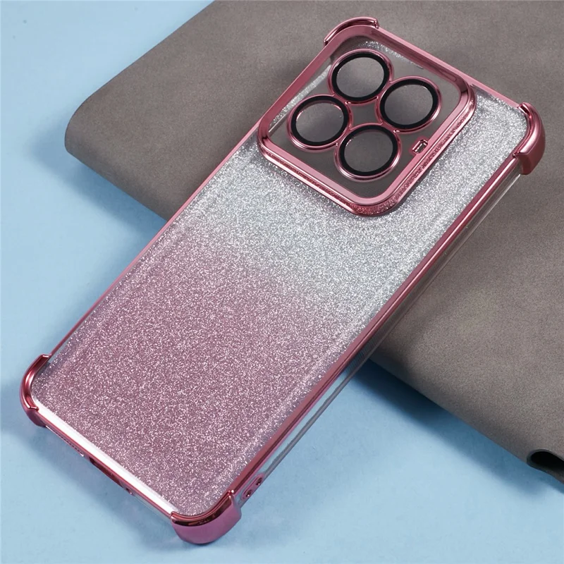 For Xiaomi 14 Pro Case Glitter TPU Phone Cover Reinforced Corners - Pink