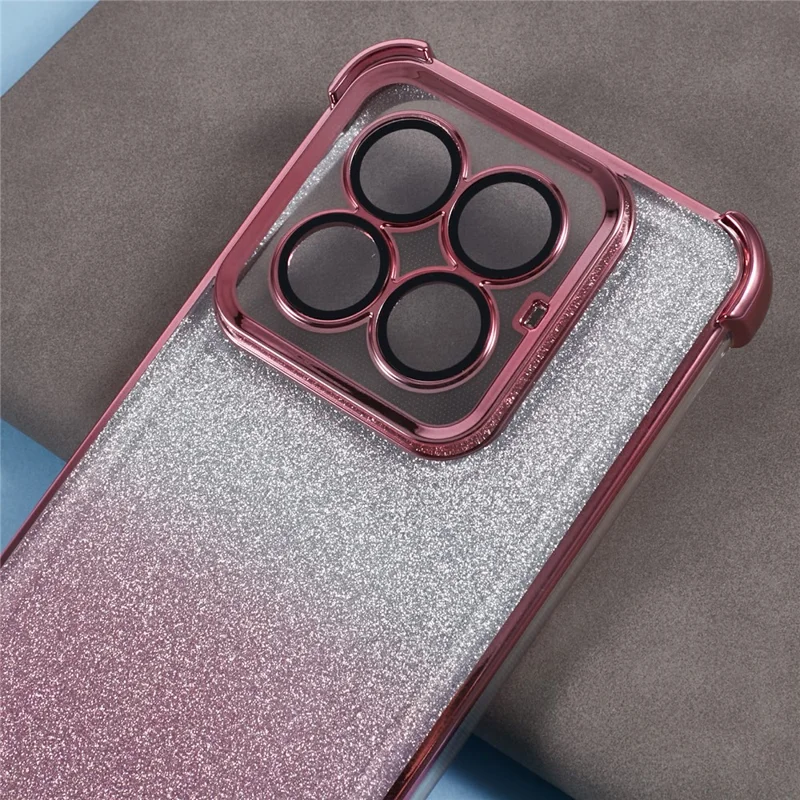 For Xiaomi 14 Pro Case Glitter TPU Phone Cover Reinforced Corners - Pink