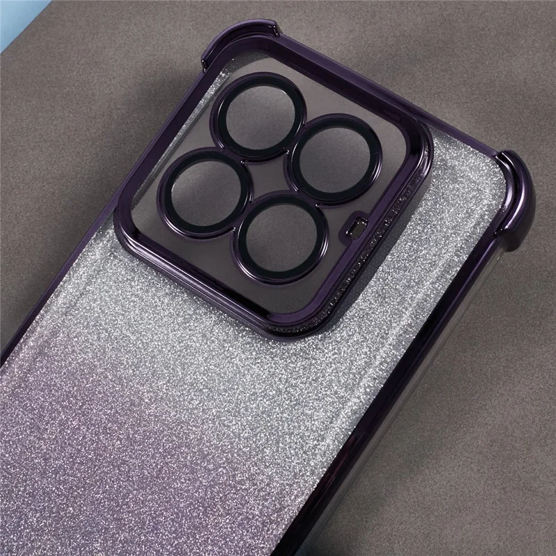 For Xiaomi 14 Pro Case Glitter TPU Phone Cover Reinforced Corners - Purple