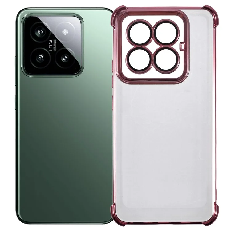Funda para Xiaomi 14 Pro con esquinas reforzadas, tapa trasera transparente de TPU - Rosa