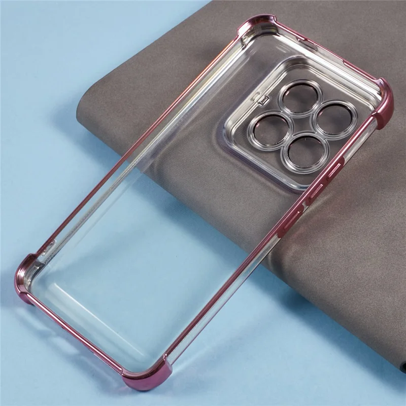 Funda para Xiaomi 14 Pro con esquinas reforzadas, tapa trasera transparente de TPU - Rosa