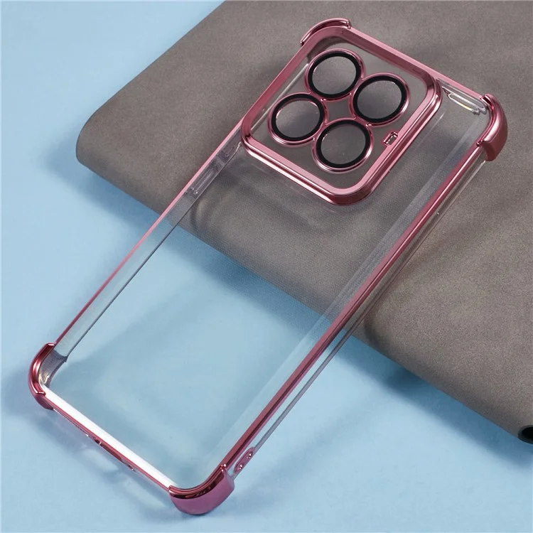 Funda para Xiaomi 14 Pro con esquinas reforzadas, tapa trasera transparente de TPU - Rosa