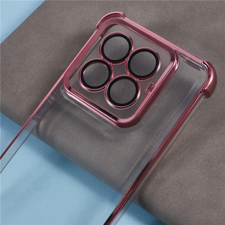 Funda para Xiaomi 14 Pro con esquinas reforzadas, tapa trasera transparente de TPU - Rosa