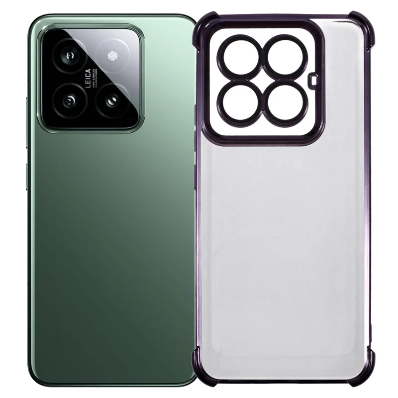 For Xiaomi 14 Pro Case Reinforced Corners TPU Clear Back Cover - Purple