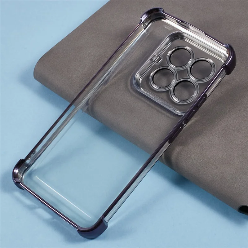 For Xiaomi 14 Pro Case Reinforced Corners TPU Clear Back Cover - Purple