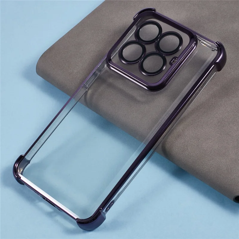 For Xiaomi 14 Pro Case Reinforced Corners TPU Clear Back Cover - Purple