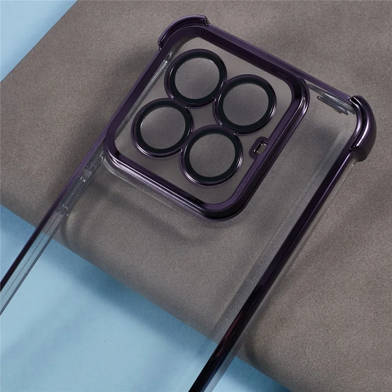 For Xiaomi 14 Pro Case Reinforced Corners TPU Clear Back Cover - Purple
