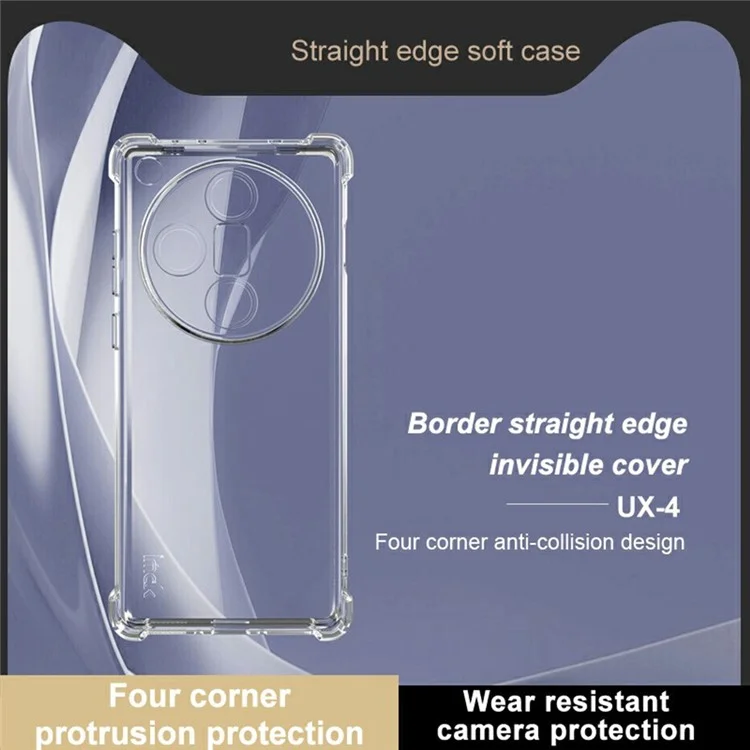 Coque de téléphone transparente IMAK UX-4 Series pour Oppo Find X7 5G, protection des quatre coins en TPU antichoc.