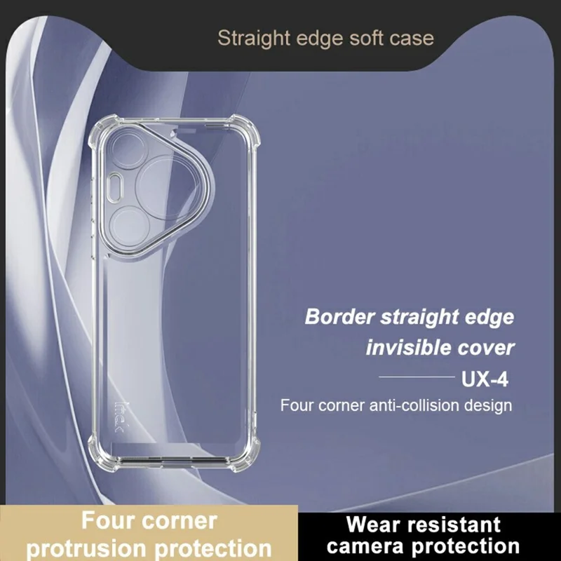 Custodia per telefono IMAK UX-4 Series Clear per Huawei Pura 70 Pro+ / 70 Pro, cover posteriore in TPU anti-urto ai quattro angoli.