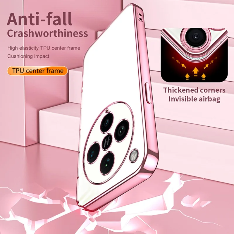For Oppo Find X8 Pro 5G Case Electroplating Frame Soft TPU Phone Cover - Pink