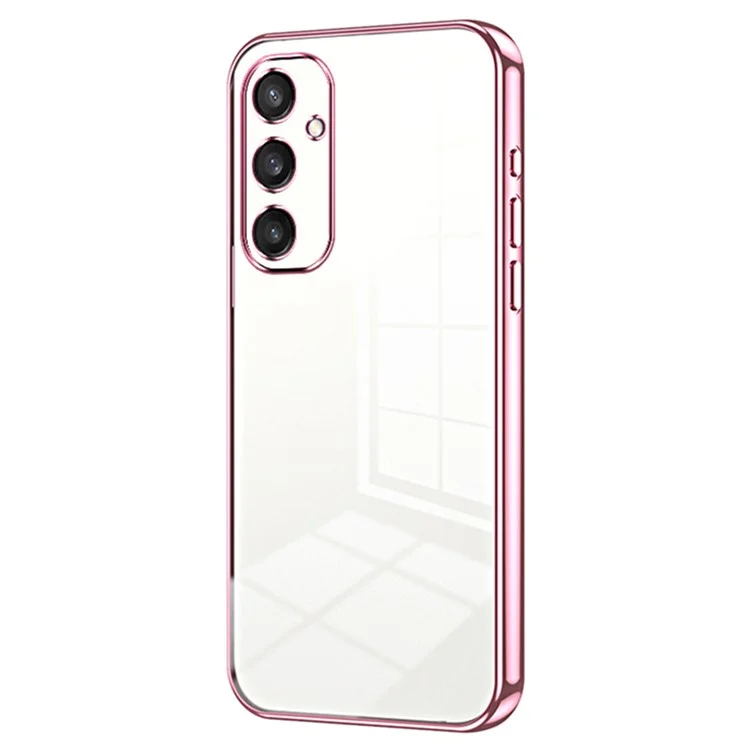 For Samsung Galaxy S25 Case Electroplating Frame Soft TPU Phone Cover - Pink