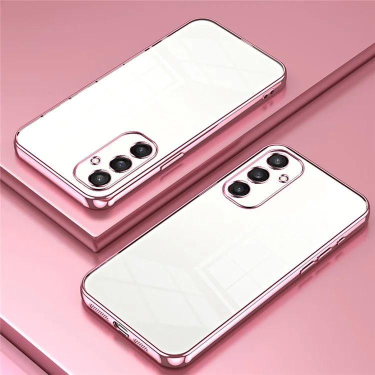 For Samsung Galaxy S25 Case Electroplating Frame Soft TPU Phone Cover - Pink