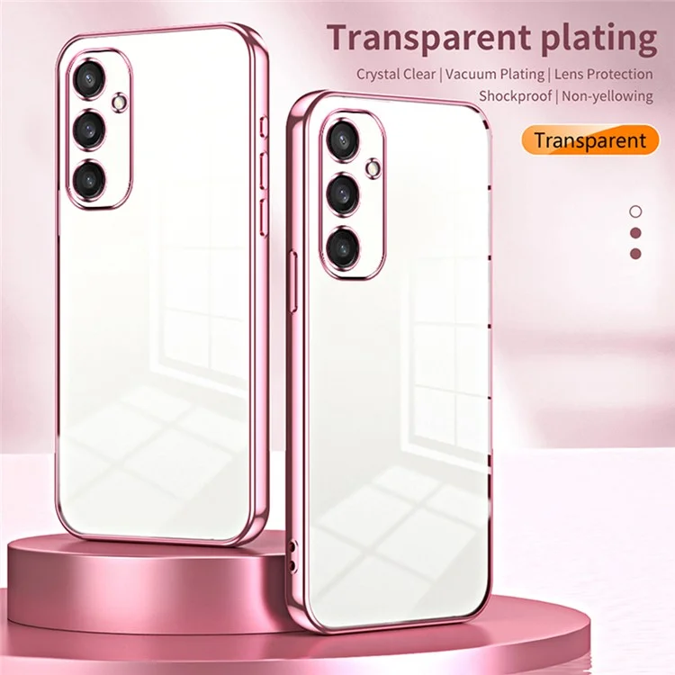 For Samsung Galaxy S25 Case Electroplating Frame Soft TPU Phone Cover - Pink