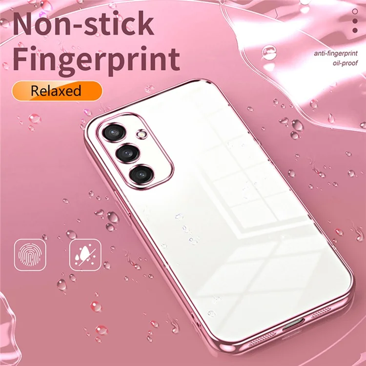 For Samsung Galaxy S25 Case Electroplating Frame Soft TPU Phone Cover - Pink