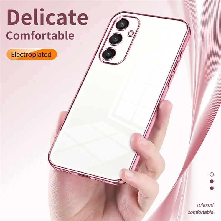 For Samsung Galaxy S25 Case Electroplating Frame Soft TPU Phone Cover - Pink