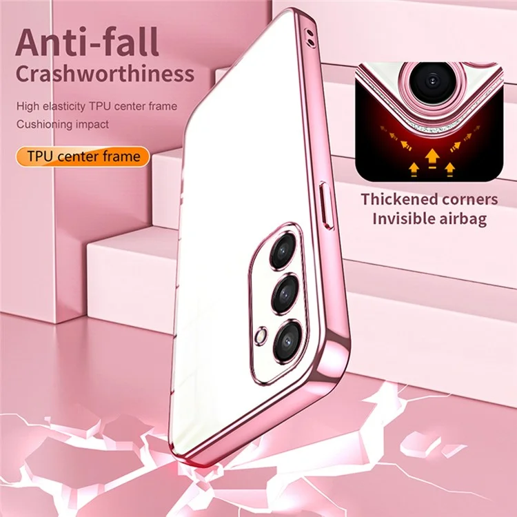 For Samsung Galaxy S25 Case Electroplating Frame Soft TPU Phone Cover - Pink