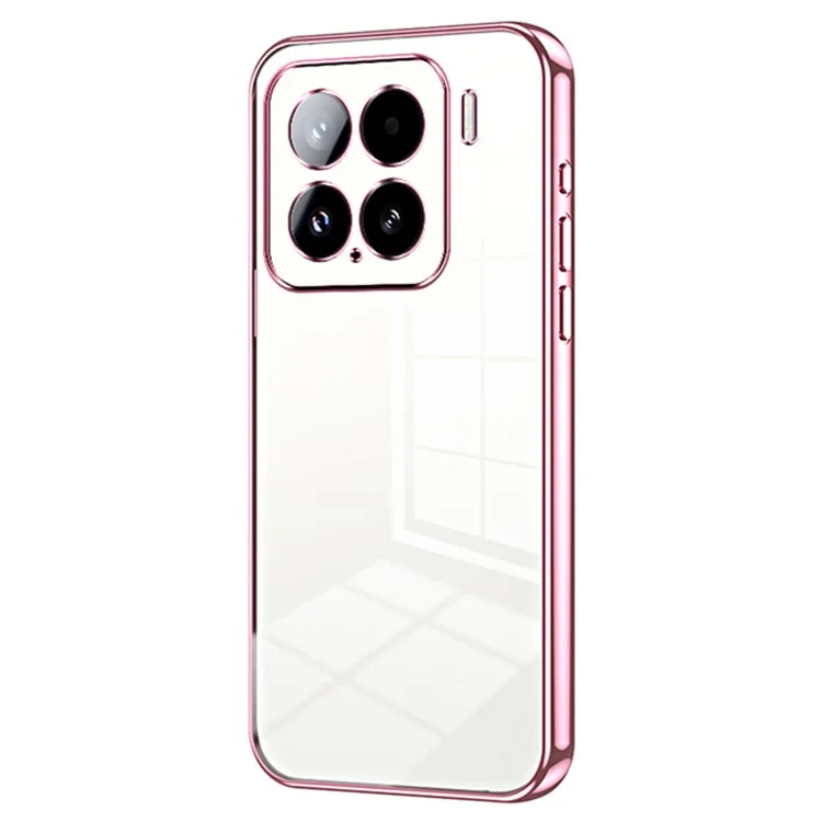 For Xiaomi 15 Case Electroplating Frame Soft TPU Phone Cover - Pink