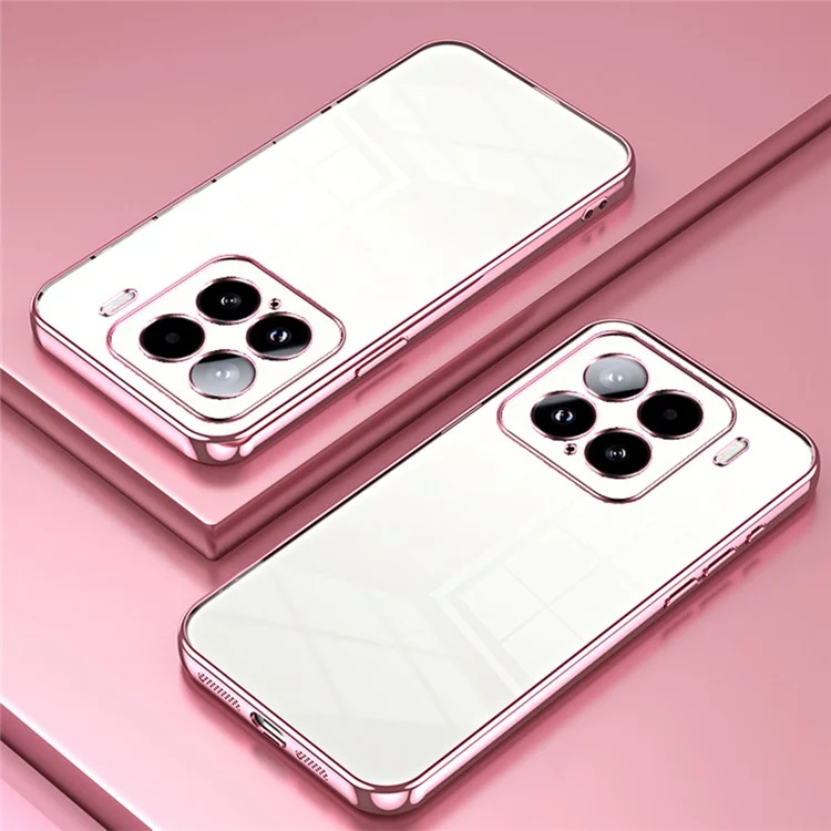 For Xiaomi 15 Case Electroplating Frame Soft TPU Phone Cover - Pink