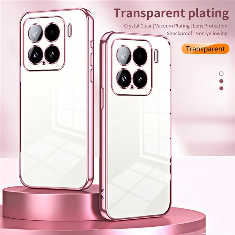 For Xiaomi 15 Case Electroplating Frame Soft TPU Phone Cover - Pink
