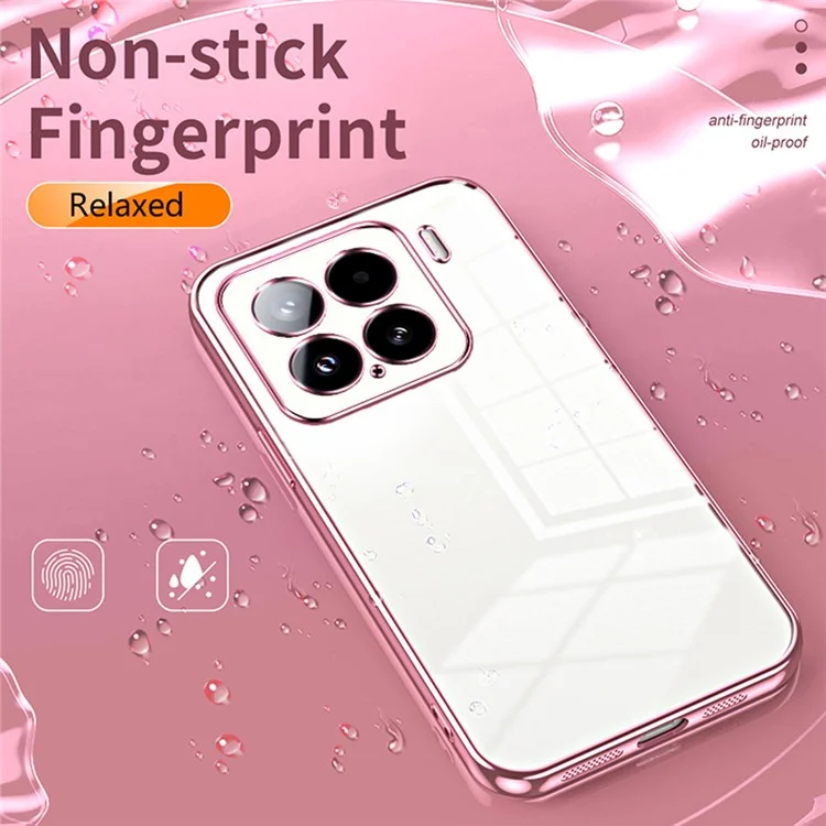 For Xiaomi 15 Case Electroplating Frame Soft TPU Phone Cover - Pink