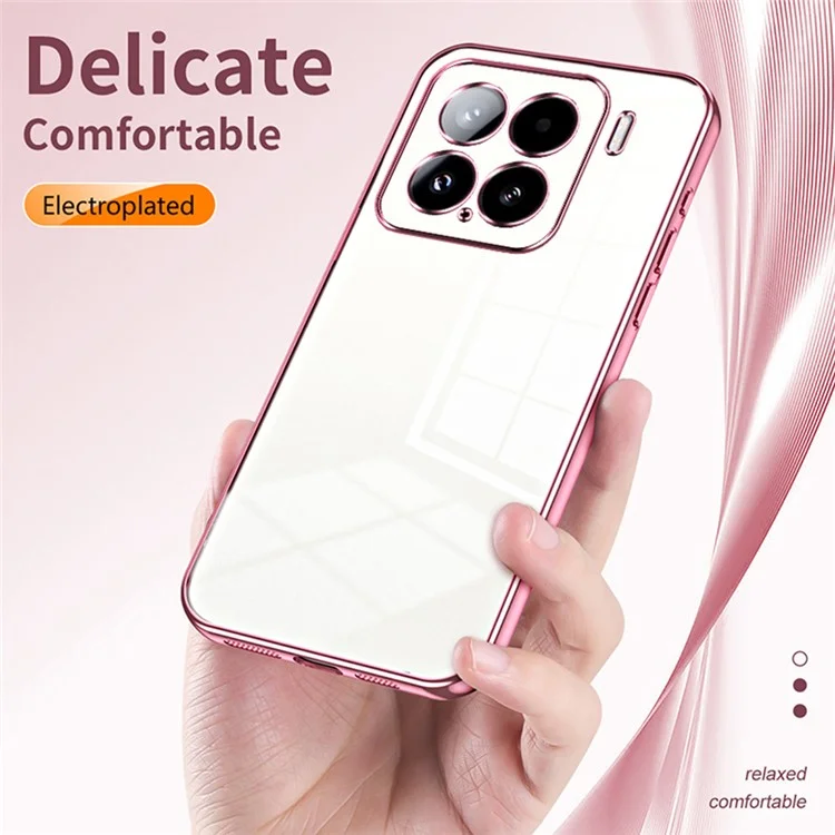 For Xiaomi 15 Case Electroplating Frame Soft TPU Phone Cover - Pink