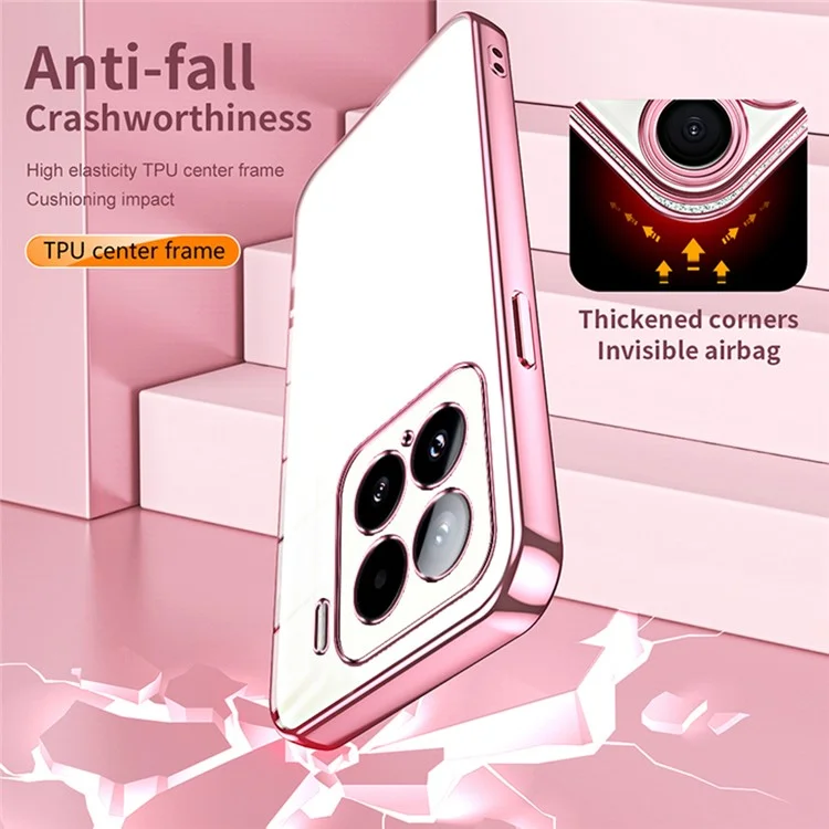 For Xiaomi 15 Case Electroplating Frame Soft TPU Phone Cover - Pink