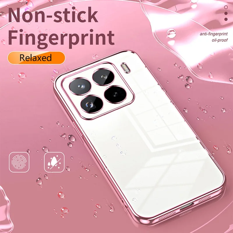 For Xiaomi 15 Pro Case Electroplating Frame Soft TPU Phone Cover - Pink