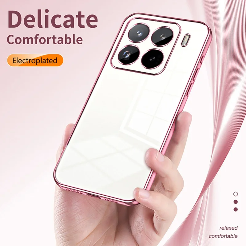 For Xiaomi 15 Pro Case Electroplating Frame Soft TPU Phone Cover - Pink