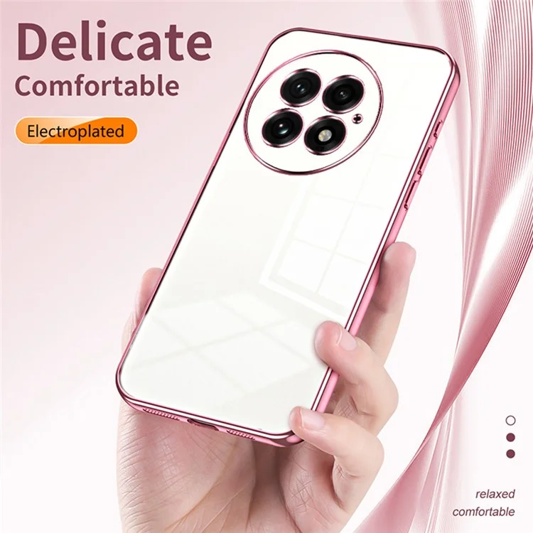 For OnePlus 13 Case Electroplating Frame Soft TPU Phone Cover - Pink