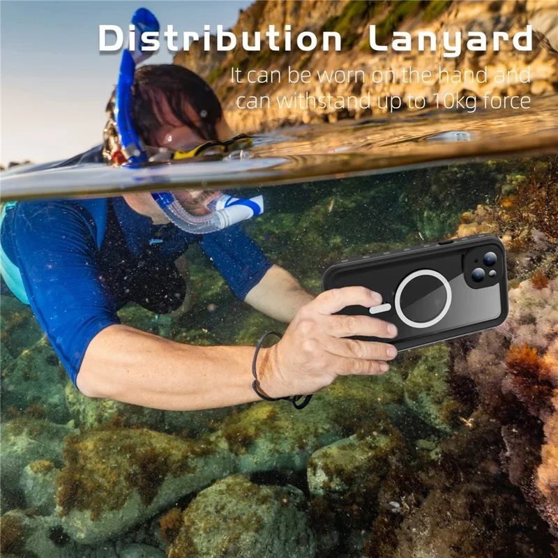 REDPEPPER Dot+ Series For iPhone 15 Phone Case Compatible with MagSafe IP68 Waterproof Clear Phone Cover - Black