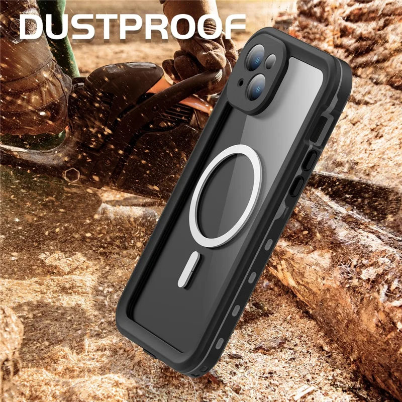 REDPEPPER Dot+ Series For iPhone 15 Phone Case Compatible with MagSafe IP68 Waterproof Clear Phone Cover - Black
