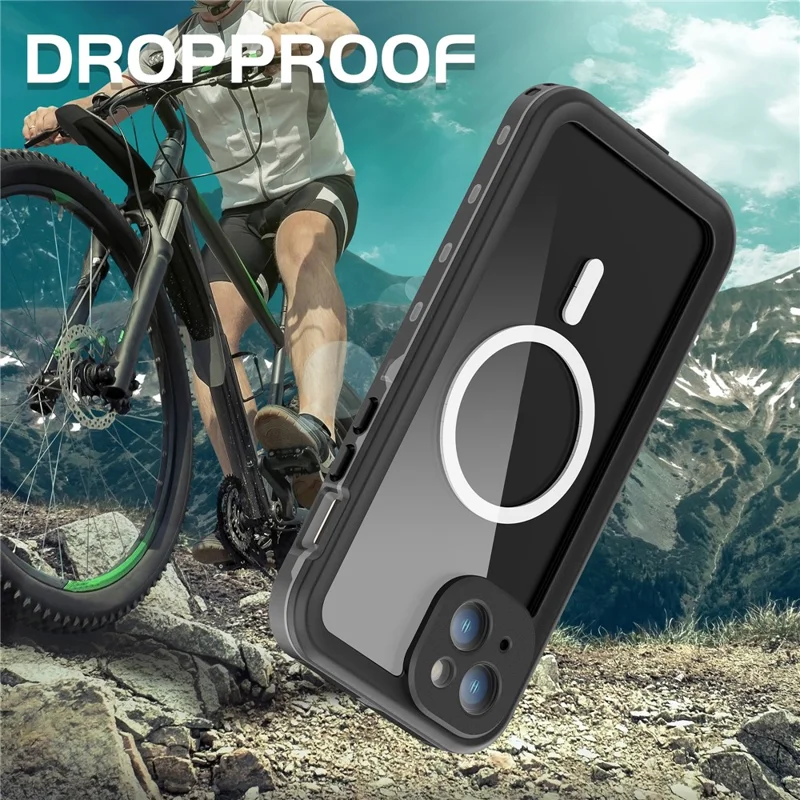 REDPEPPER Dot+ Series For iPhone 15 Phone Case Compatible with MagSafe IP68 Waterproof Clear Phone Cover - Black