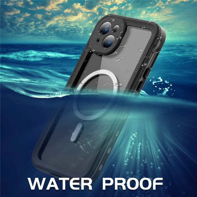 REDPEPPER Dot+ Series For iPhone 15 Phone Case Compatible with MagSafe IP68 Waterproof Clear Phone Cover - Black