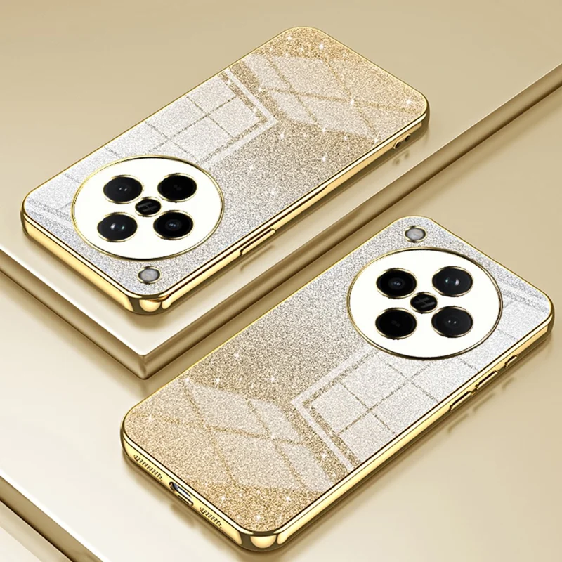 Obudowa na Oppo Find X8 5G z elektrolitycznym powłokowaniem, gradientowym brokatem, pokrywa telefonu TPU - złoty