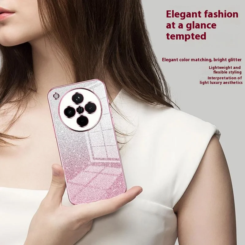 Obudowa na Oppo Find X8 5G z elektrolitycznym powłokowaniem, gradientowym brokatem, pokrywa telefonu TPU - złoty
