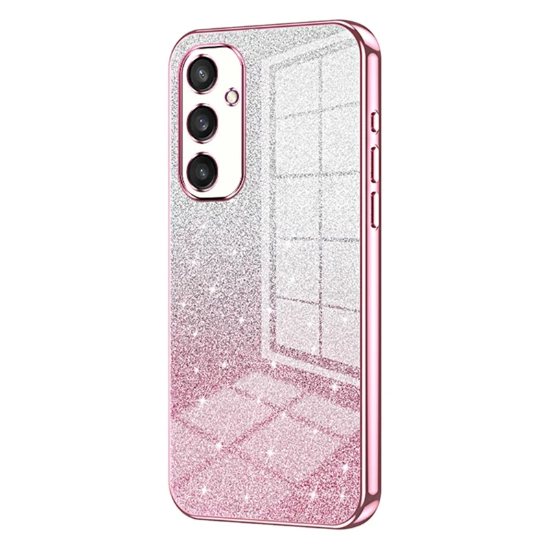 For Samsung Galaxy S25 Case Electroplating Gradient Glitter TPU Phone Cover - Pink