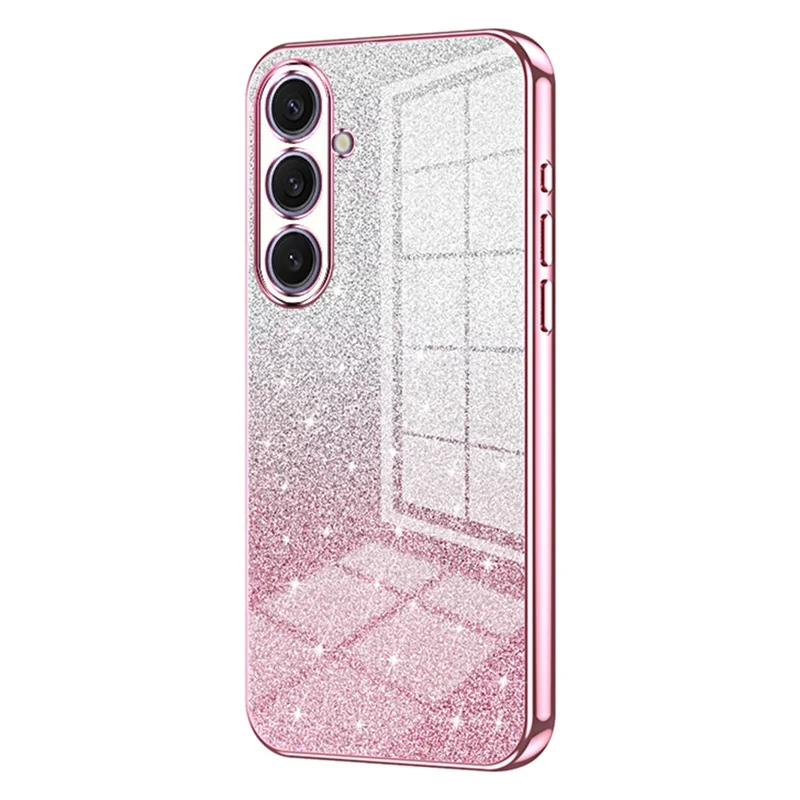 For Samsung Galaxy S25+ Case Electroplating Gradient Glitter TPU Phone Cover - Pink