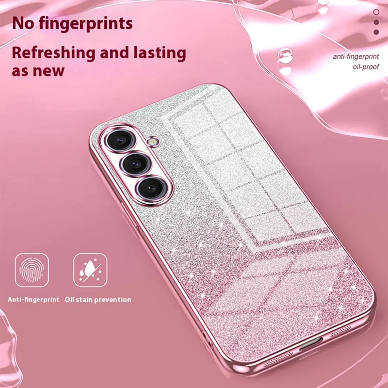 For Samsung Galaxy S25+ Case Electroplating Gradient Glitter TPU Phone Cover - Pink