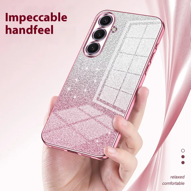 For Samsung Galaxy S25+ Case Electroplating Gradient Glitter TPU Phone Cover - Pink