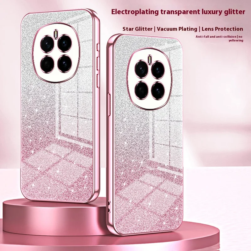 For Honor Magic7 5G Case Electroplating Gradient Glitter TPU Phone Cover - Pink