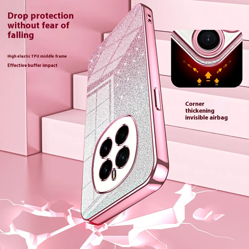 For Honor Magic7 5G Case Electroplating Gradient Glitter TPU Phone Cover - Pink