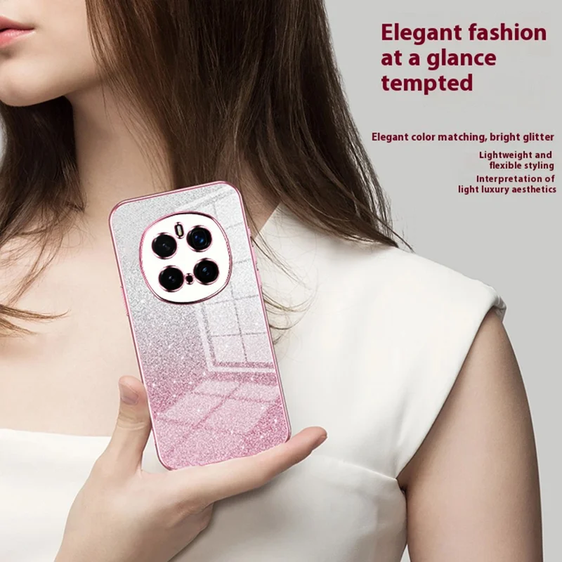 For Honor Magic7 Pro 5G Case Electroplating Gradient Glitter TPU Phone Cover - Pink
