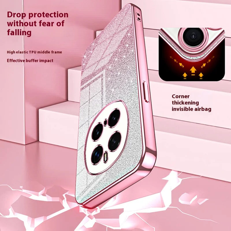 For Honor Magic7 Pro 5G Case Electroplating Gradient Glitter TPU Phone Cover - Pink