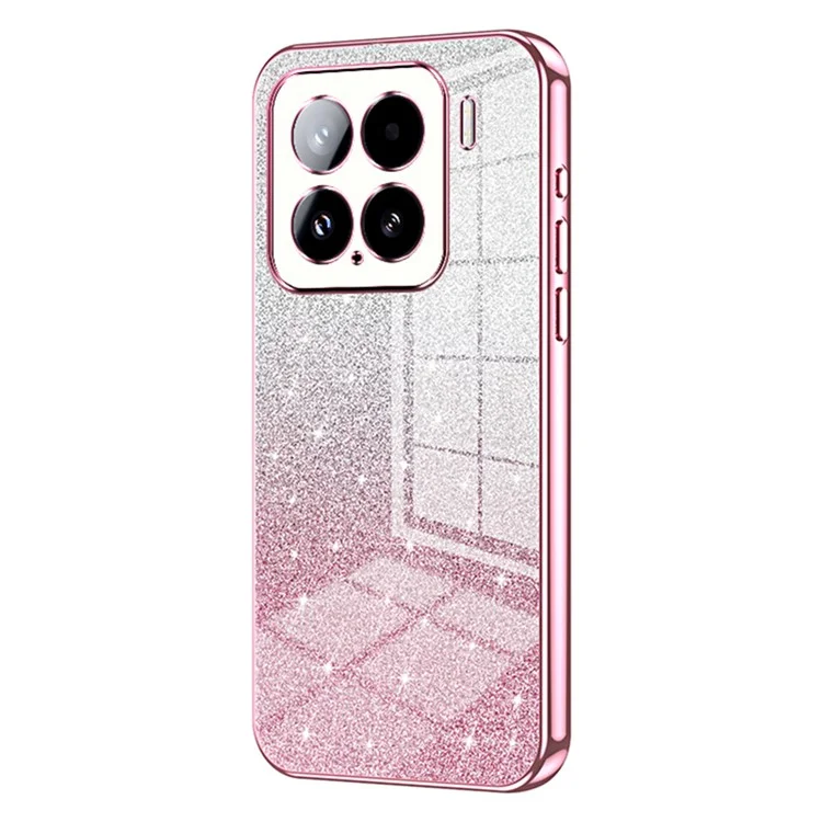 For Xiaomi 15 Case Electroplating Gradient Glitter TPU Phone Cover - Pink