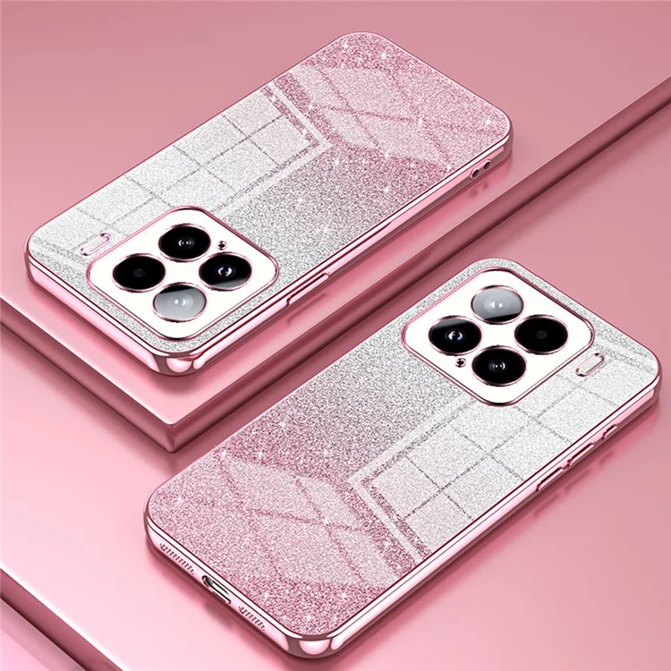 For Xiaomi 15 Case Electroplating Gradient Glitter TPU Phone Cover - Pink