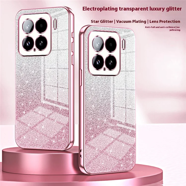 For Xiaomi 15 Case Electroplating Gradient Glitter TPU Phone Cover - Pink