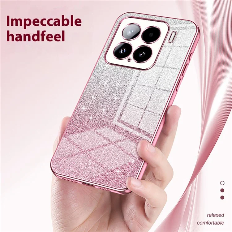 For Xiaomi 15 Case Electroplating Gradient Glitter TPU Phone Cover - Pink