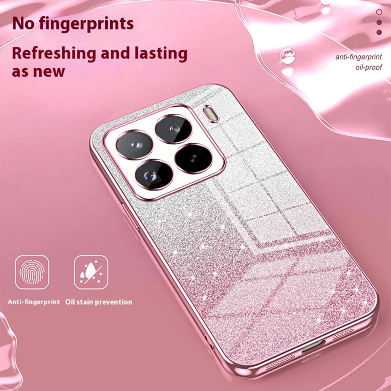 For Xiaomi 15 Pro Case Electroplating Gradient Glitter TPU Phone Cover - Pink