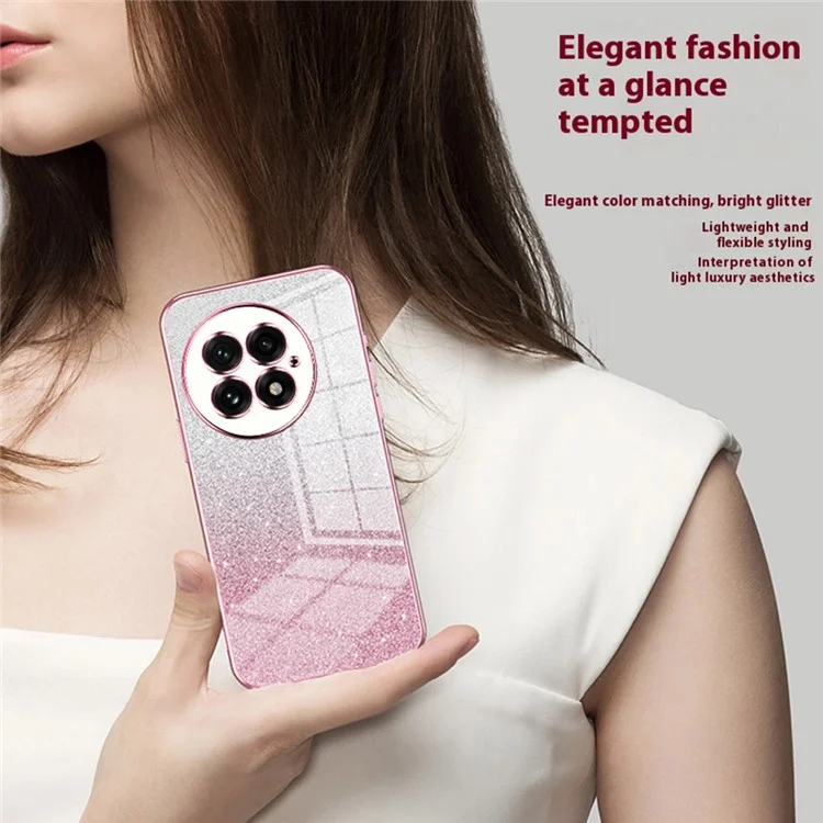 For OnePlus 13 Case Electroplating Gradient Glitter TPU Phone Cover - Pink