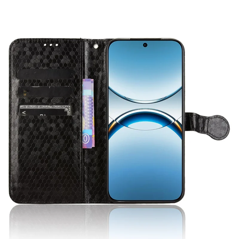 Portemonnee hoes voor Oppo Find X8 5G met stippenpatroon imitatie lederen telefoonhoes - Zwart